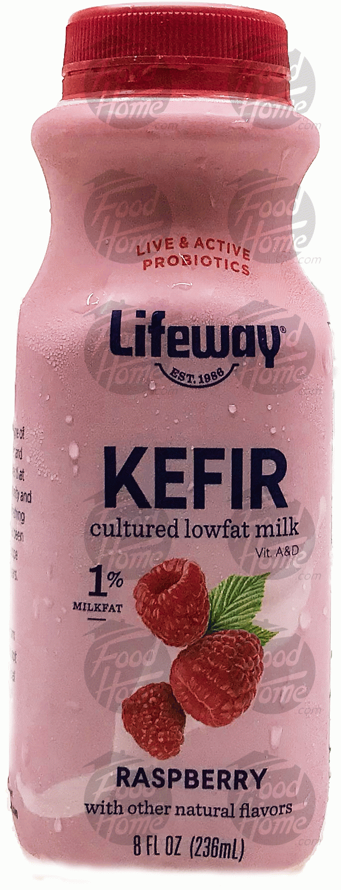 Lifeway  kefir cultured, 1% milkfat, lowfat milk raspberry, plastic bottle Full-Size Picture